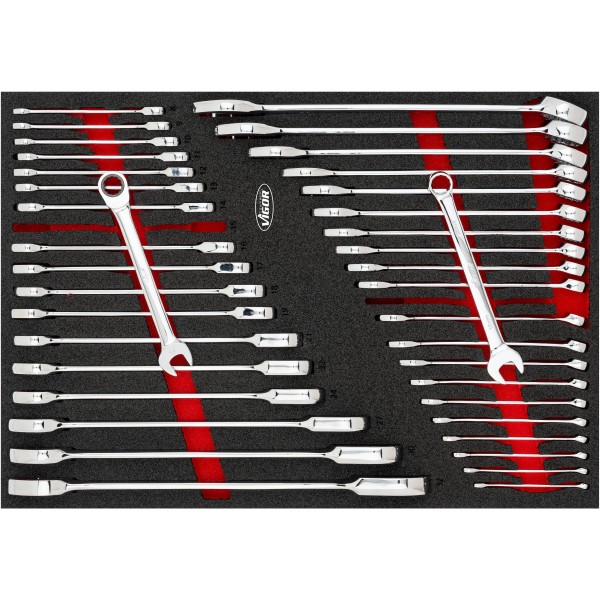 Ratcheting combination wrench set