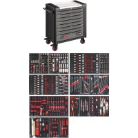 Tool trolley Series XL ∙ stainless steel worktop ∙ with assortment