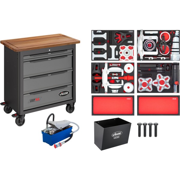 Mobile work bench Series XL with specialty tool assortment